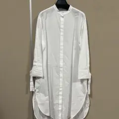 【未使用】23区 バンドカラー ロングシャツワンピース ホワイト XL