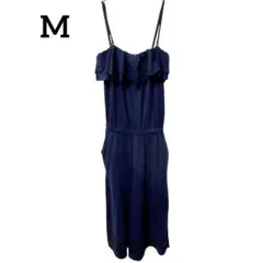 早い者勝ち✨ems excite 【M】フリルサロペット ネイビー カジュアル