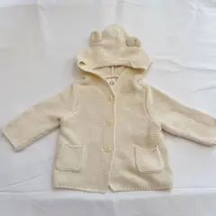 GAP くま耳カーディガン 白 3-6m 美品 ベビー 春 羽織 女の子 男の子