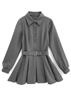 GRL ベルト付きプリーツシャツミニワンピース[tu1398]