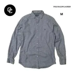 POLO RALPH LAUREN 薄手 長袖チェックシャツ ネイビー M