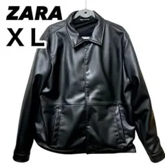 【美品】 ZARA フェイクレザー ジャケット XL 軽量 黒 ユニセックス