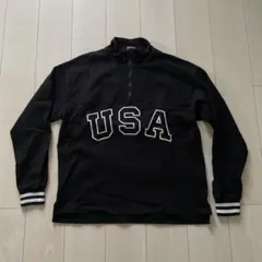 champion ロンT 長袖Tシャツ ハーフジップ ラインリブ USAロゴ