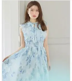 トッコクローゼット　グレイッシュサックス　ブルー　ワンピース　花柄