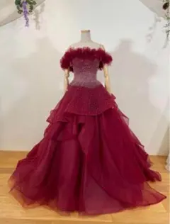 カラードレス　レッド　赤　9号　ウエディングドレスハツコエンドウ風　披露宴