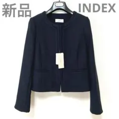 新品　INDEX ツイードジャケット　ネイビー　M ノーカラー　セレモニー