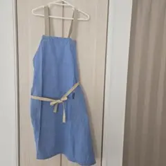 デニム風先染めエプロン】背ひも (紺) 約90㎝ フリーサイズ 匿名配送