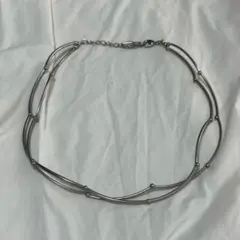 シルバー波状デザイン二連ネックレス