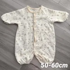 スヌーピー柄ロンパース 50-60cm 新生児　ピーナッツ　ベージュ　長袖