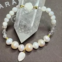 訳あり　マザーオブパール・淡水パール・水晶ブレスレット