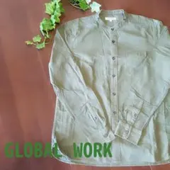 ✨美品✨《GLOBAL WORK》スタンドカラー シャツ カーキ ミリタリー風