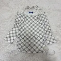 y2k✨希少✨バーバリーブルーレーベル　ノバチェック　リボンカットソー　七分袖