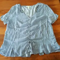 H&M ストライプ フリルブラウス EUR 42