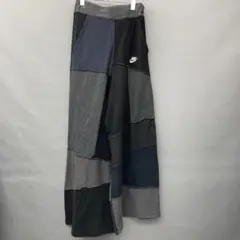 NIKE リメイク パッチワーク ワイドスウェットバギーパンツ コットン 古着