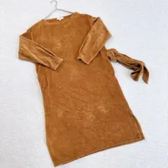 ニコアンド　カットコールボートネックワンピースコーデュロイ　Mサイズ　ブラウン