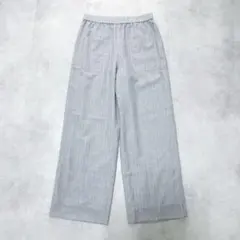 icb イージーワイドパンツ　ストライプ グレー　薄手　洗える