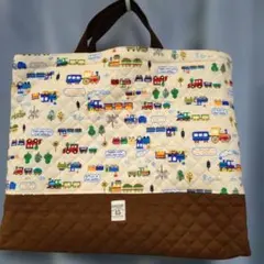 レッスンバッグ　電車　ハンドメイド　キルティング　男の子　入園　入学のサムネイル