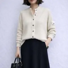 ランバン［M］大人ナチュラル◎日本製◎コットン100％◎リブニットカーディガン