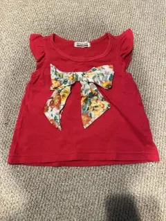Branshes 赤色 花柄リボン Tシャツ 80のサムネイル