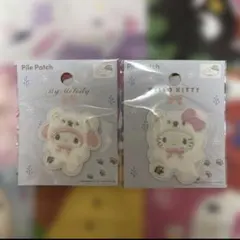 サンリオ パイルワッペン マイメロ キティ ふわふわスノー シール セリア