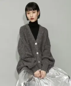 ADAM ET ROPE モヘア カーディガン チャコールグレー