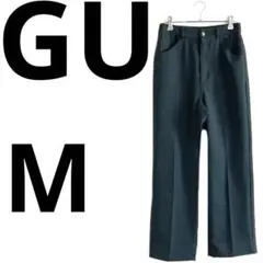 GU センタープレスカラーストレートパンツQ グリーンM【裾上げ済み】
