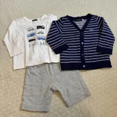 BeBe 80センチ／Tシャツ、カーディガン、パンツ3点セット