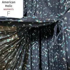 美品【アメリカンホリック】ロングワンピースFコットン綿100ブラック黒花ブラウス