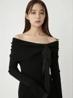 FRAY I.D(フレイ アイディー) オフショルリボンリブニットワンピース
