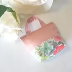 ミニミニ バッグ型 キーチャーム ・ 赤 い 花　＃n161