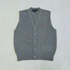美品　90S　ポロラルフローレン　ラムウール　前ボタンニットベスト