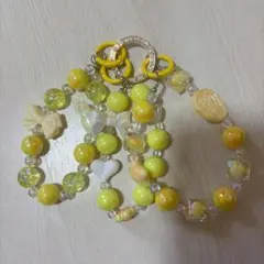 ハンドメイド♡イエローカラー バッグチャーム／キーホルダー 3点セット 可愛い