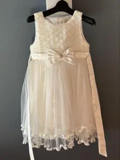 ホワイト フラワーモチーフ ドレス　発表会