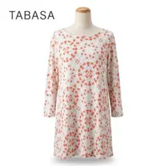 【美品】TABASA タバサ 長袖チュニックワンピース サークル柄 オレンジのサムネイル