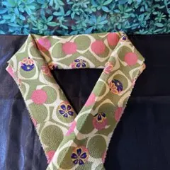 971.即時発送，和装小物，鞠玉柄，緑，ピンク，カラフルな色使い縮緬，