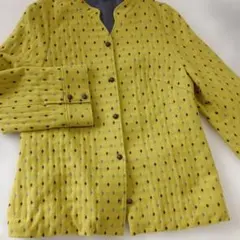 MOSCHINO イエロー お花付きノーカラージャケット セール】ダイヤモチーフエンブロイダリー クルーネックジャケット