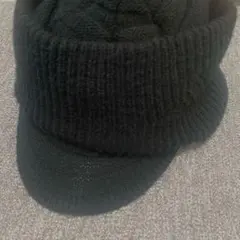 ブラック ニット帽 つば付き
