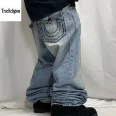 00s USA製 True Religion W40 ウォッシュ デニム バギー