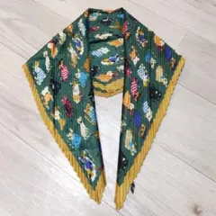 スカーフ ネコ柄 猫 プリーツスカーフ