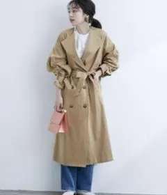 ノーカラー袖ボリュームコート VIS