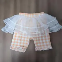 チュール付き チェック柄 ハーフパンツ 120