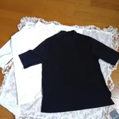 ハイネック五分袖Tシャツ2色セット