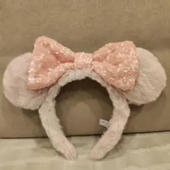 美品☆ディズニー カチューシャ もこもこ ふわふわ ミニーピンク