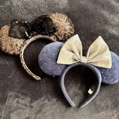 ディズニー ミッキー ミニー カチューシャ スパンコール 2点セット