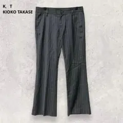 ケーティー スラックスパンツ 9号 M グレー ストライプ 日本製 きれいめ