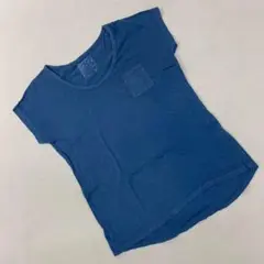 無地 コットン Tシャツ ブルー ポケット付き Mサイズ カジュアル シンプル