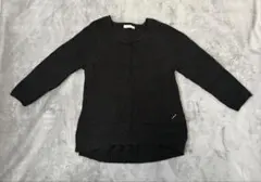 SHOO-LA-RUE 黒 リブ編み長袖薄手ニット Lサイズ