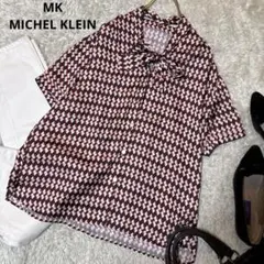美品＊MK MICHEL KLEIN 幾何柄 半袖ボウタイブラウス　総柄のサムネイル