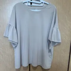 UNIQLOベージュ フリル袖 チュニック 半袖