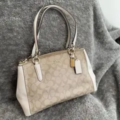 ✨美品✨　COACH コーチ ハンドバッグ ベージュ/ホワイト